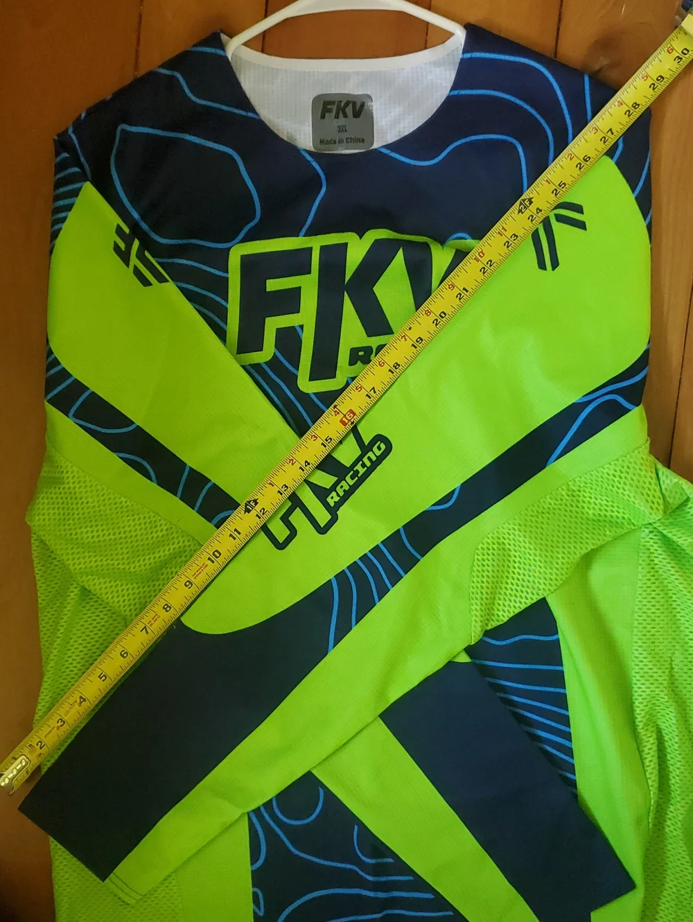 FKV Racing Motocross Jersey in Neon Green & Navy Blue - Picture 4 of 11